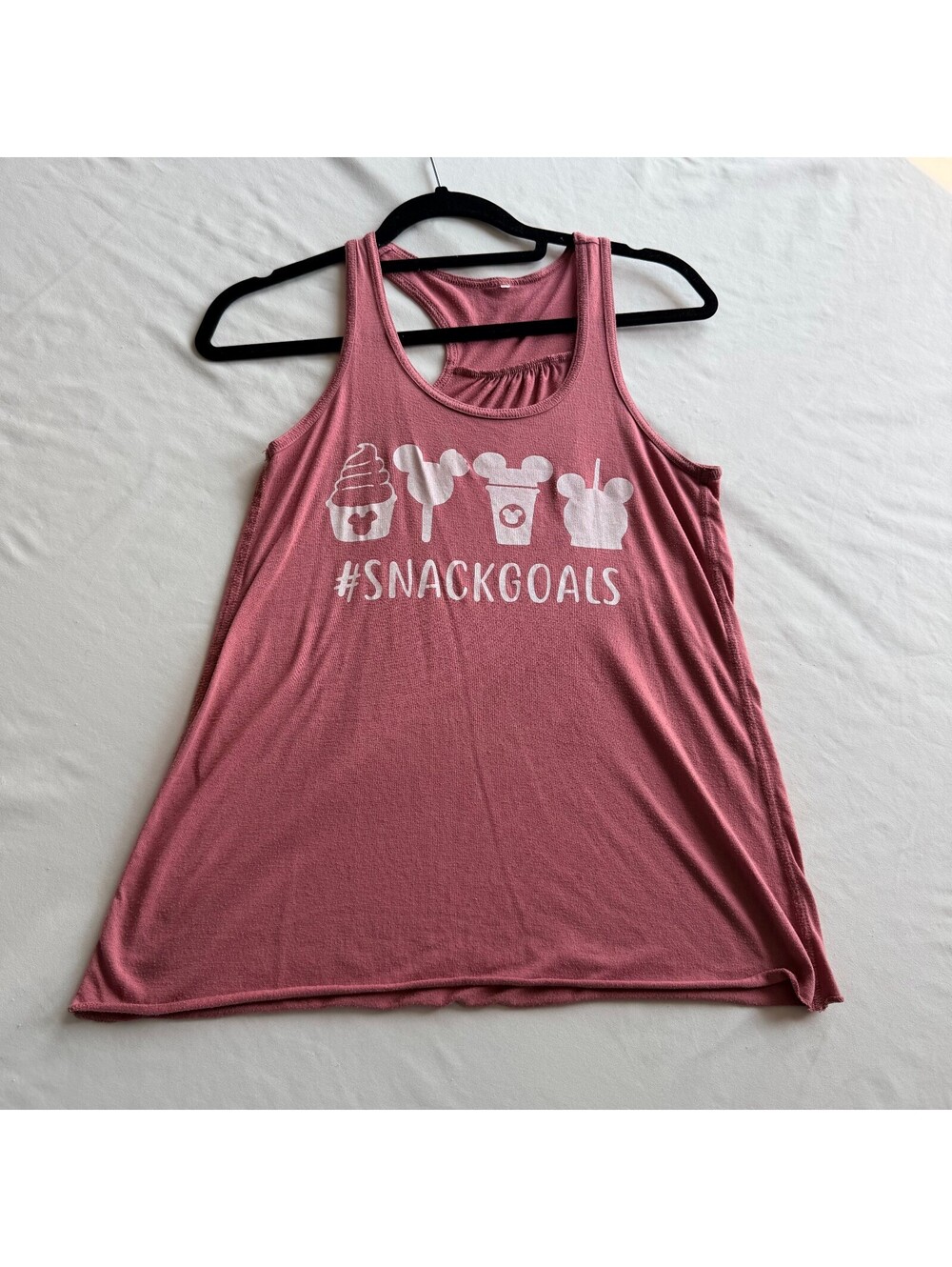 Disney Snack Goals Racerback Tank Top Dusty Rose Pink Mickey Snacks Graphic